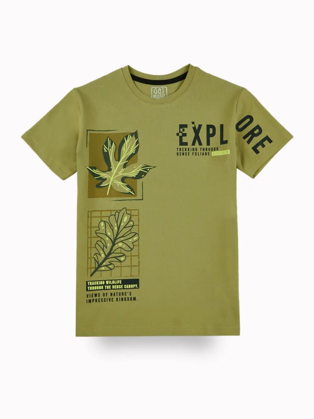 Gini And Jony Boys Light Green Graphic Print Cotton T-Shirt Half Sleeves