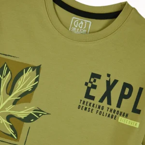 Gini And Jony Boys Light Green Graphic Print Cotton T-Shirt Half Sleeves