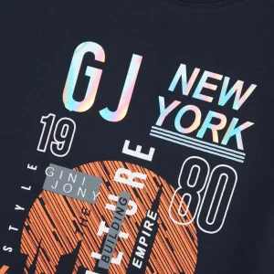 Gini And Jony Boys Navy Blue Graphic Print Cotton T-Shirt Half Sleeves