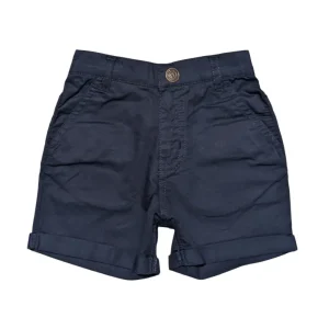 Gini And Jony Boys Navy Solid Cotton Shorts Fixed Waist