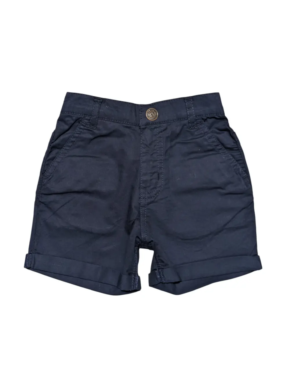 Gini And Jony Boys Navy Solid Cotton Shorts Fixed Waist