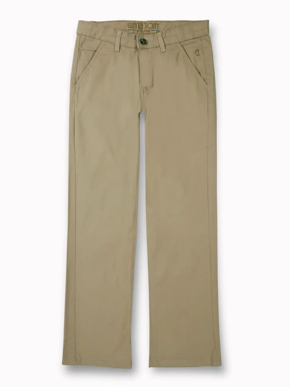 Gini And Jony Boys Khaki Solid Cotton Trouser Fixed Waist