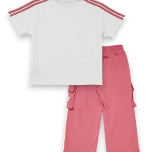 Gini And Jony Girls Light Pink Color Block Cotton Co Ordinate 9-10 Years