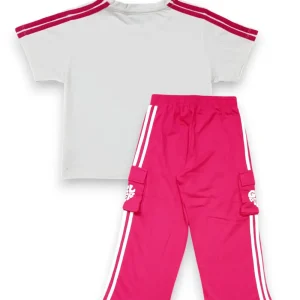 Gini And Jony Girls Dark Pink Color Block Cotton Co Ordinate 9-10 Years