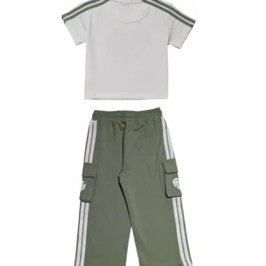 Gini And Jony Girls Olive Color Block Cotton Co Ordinate 9-10 Years