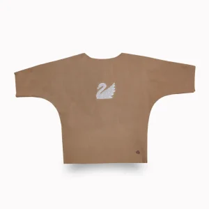 Gini And Jony Girls Brown Embellished Cotton Knits Top Half Sleeves 9-10 Years