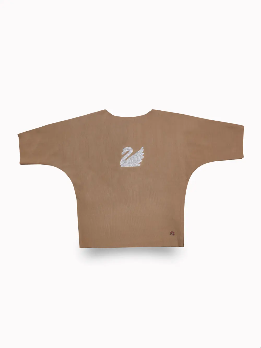 Gini And Jony Girls Brown Embellished Cotton Knits Top Half Sleeves 9-10 Years