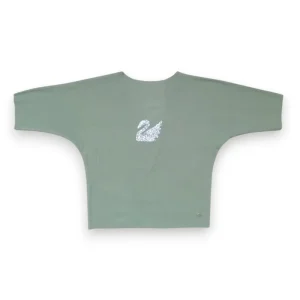 Gini And Jony Girls Olive Embellished Cotton Knits Top Half Sleeves 11-12 Years