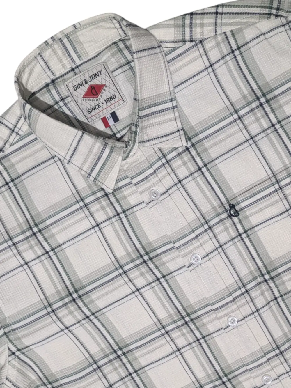 Gini And Jony Boys Off White Checks Cotton Shirt Full Sleeves