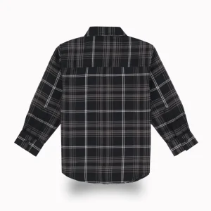 Gini And Jony Boys Black Checks Cotton Shirt Full Sleeves