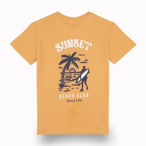 Gini And Jony Boys Orange Graphic Print Cotton T-Shirt Half Sleeves