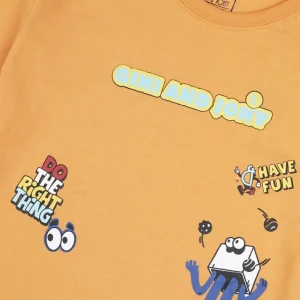 Gini And Jony Boys Orange Graphic Print Cotton T-Shirt Half Sleeves