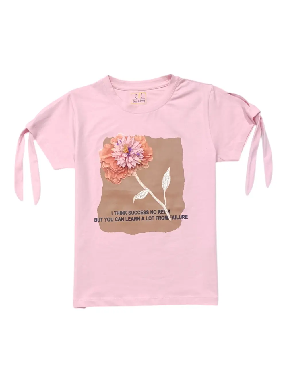 Gini And Jony Girls Light Pink Graphic Print Cotton Knits Top Half Sleeves 3-4 Years