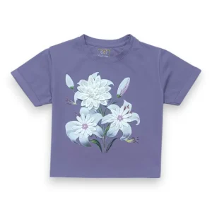 Gini And Jony Girls Mauve Applique Cotton Knits Top Half Sleeves 9-10 Years