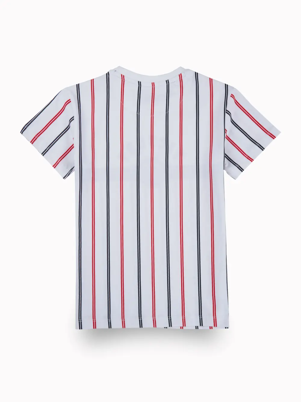 Gini And Jony Boys White Stripes Cotton T-Shirt Half Sleeves
