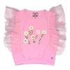 Gini And Jony Girls Pink Embroidery Cotton Knits Top Half Sleeves 9-10 Years