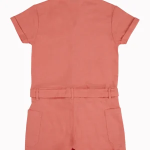 Gini And Jony Girls Peach Solid Cotton Playsuit Half Sleeves