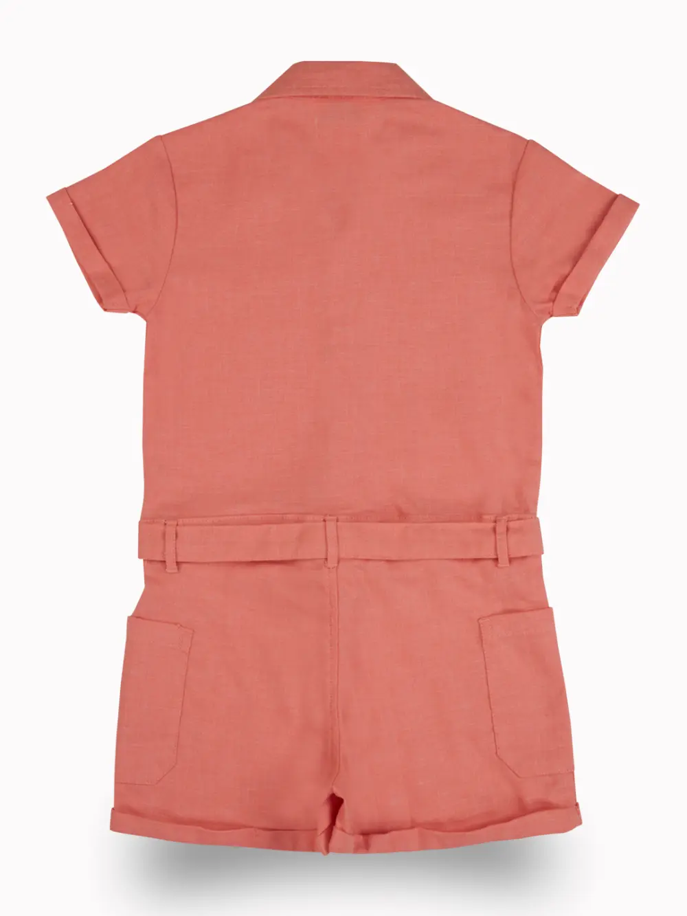 Gini And Jony Girls Peach Solid Cotton Playsuit Half Sleeves