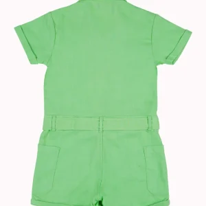 Gini And Jony Girls Green Solid Cotton Dungaree Half Sleeves