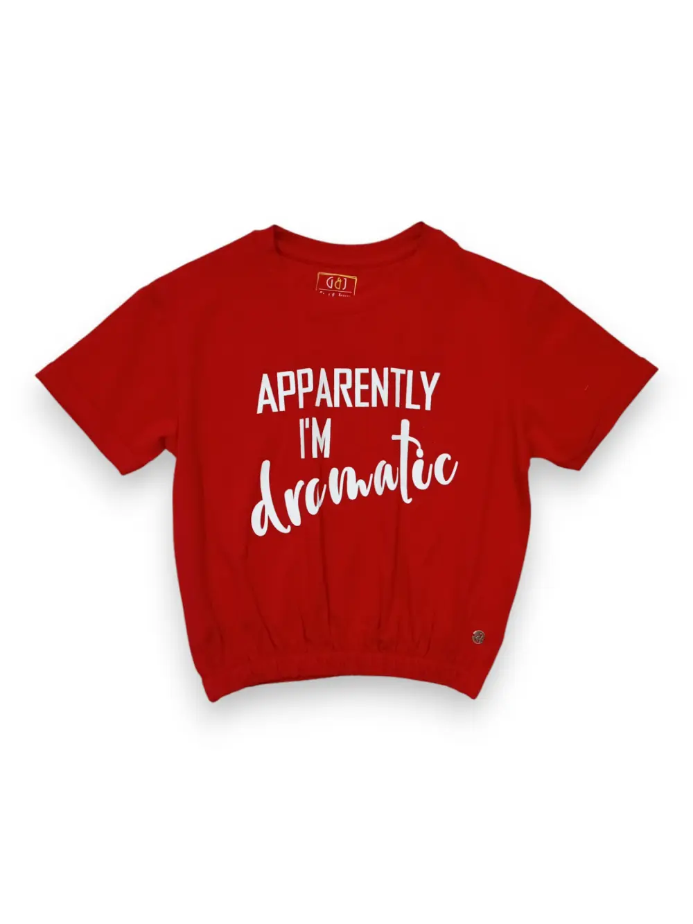 Gini And Jony Girls Red Typographic Print Cotton Knits Top Half Sleeves 9-12 Months