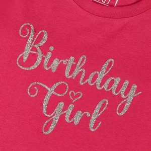 Gini And Jony Girls Dark Pink Typographic Print Cotton Knits Top Half Sleeves 9-10 Years