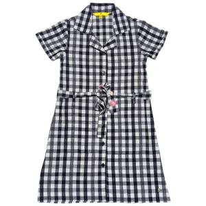 Gini And Jony Girls Blue Checks Cotton Dress Half Sleeves