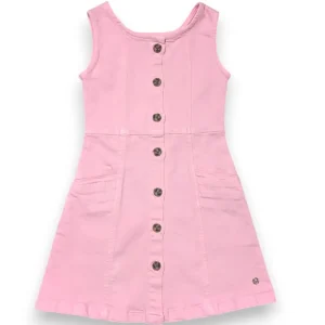 Gini And Jony Girls Pink Solid Denim Dungaree Full Sleeves