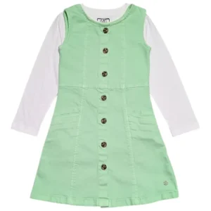 Gini And Jony Girls Blue Solid Denim Dungaree Full Sleeves