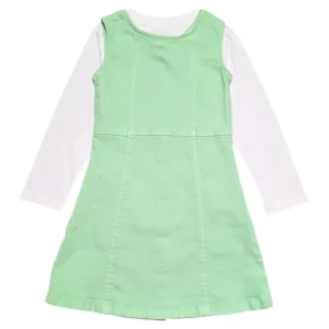 Gini And Jony Girls Blue Solid Denim Dungaree Full Sleeves
