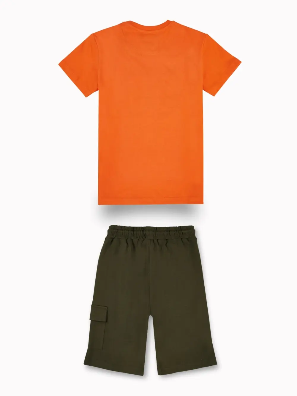 Gini And Jony Boys Orange Typographic Print Cotton Co-Ordinate Half Sleeves