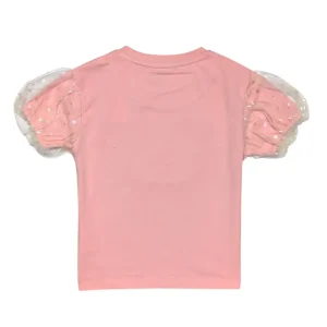 Gini And Jony Girls Pink Applique Cotton Knits Top Half Sleeves 9-10 Years