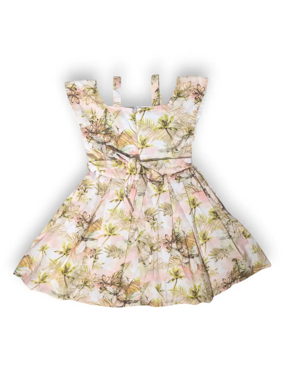 Gini And Jony Girls Pink Tropical Print Cotton Dress Half Sleeves