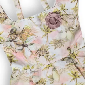 Gini And Jony Girls Pink Tropical Print Cotton Dress Half Sleeves
