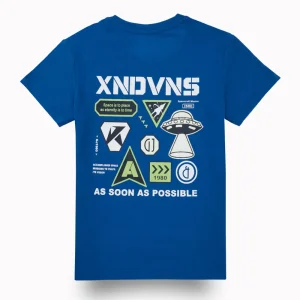 Gini And Jony Boys Blue Graphic Print Cotton T-Shirt Half Sleeves