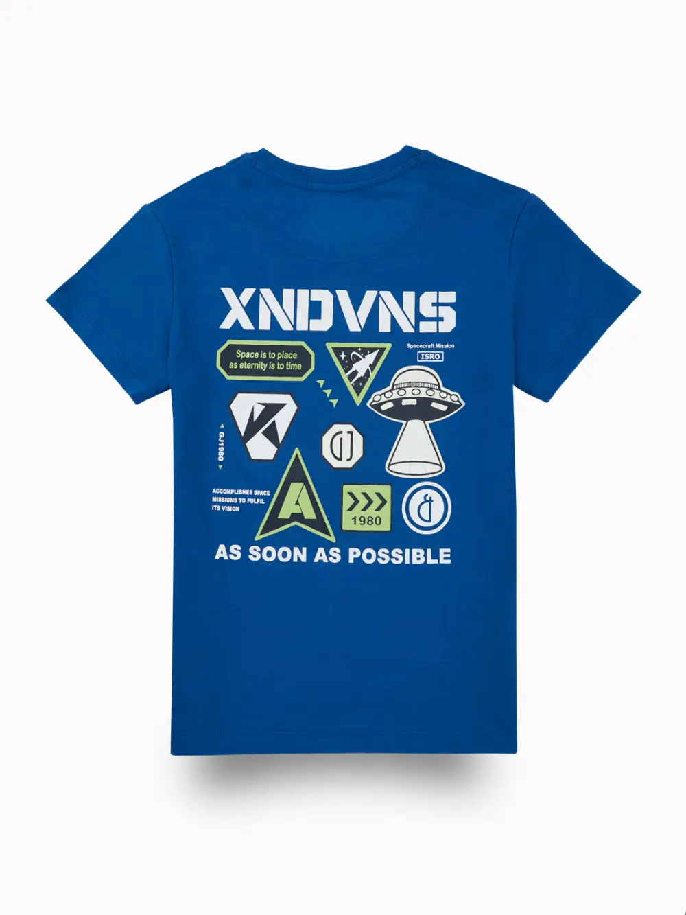 Gini And Jony Boys Blue Graphic Print Cotton T-Shirt Half Sleeves