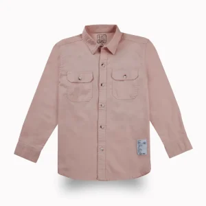Gini And Jony Boys Light Pink Typographic Print Cotton Shirt Full Sleeves