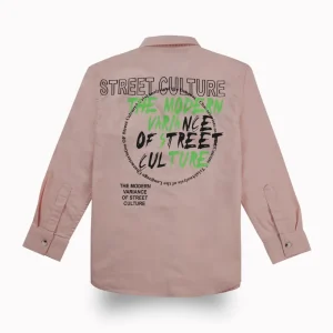 Gini And Jony Boys Light Pink Typographic Print Cotton Shirt Full Sleeves