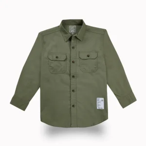Gini And Jony Boys Green Typographic Print Cotton Shirt Full Sleeves