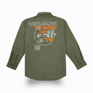 Gini And Jony Boys Green Typographic Print Cotton Shirt Full Sleeves