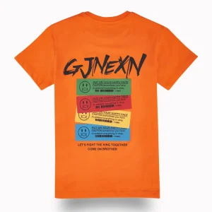 Gini And Jony Boys Orange Typographic Print Cotton T-Shirt Half Sleeves