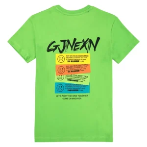 Gini And Jony Boys Green Typographic Print Cotton T-Shirt Half Sleeves