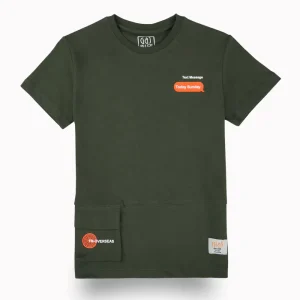 Gini And Jony Boys Olive Typographic Print Cotton T-Shirt Half Sleeves