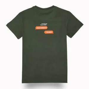 Gini And Jony Boys Olive Typographic Print Cotton T-Shirt Half Sleeves