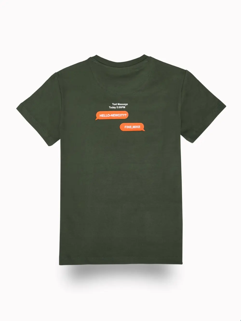 Gini And Jony Boys Olive Typographic Print Cotton T-Shirt Half Sleeves