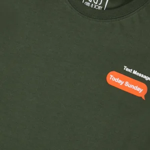 Gini And Jony Boys Olive Typographic Print Cotton T-Shirt Half Sleeves