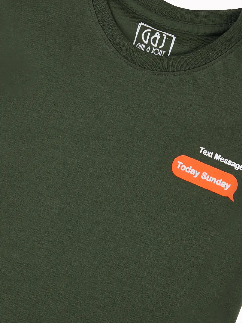 Gini And Jony Boys Olive Typographic Print Cotton T-Shirt Half Sleeves