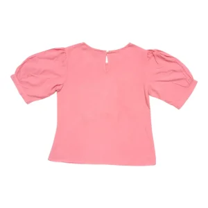 Gini And Jony Girls Pink Embroidery Cotton Half Sleeves Knits Top