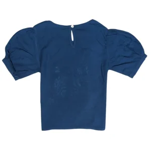 Gini And Jony Girls Blue Embroidery Satin Woven Top Cap Sleeves 9-10 Years