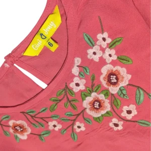 Gini And Jony Girls Red Embroidery Cotton Woven Top Full Sleeves 9-10 Years