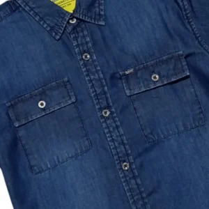 Gini And Jony Boys Blue Embroidery Denim Shirt Half Sleeves
